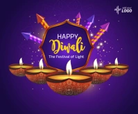 Purple Futuristic Diwali Celebration Template Medium Rectangle Rectángulo Mediano