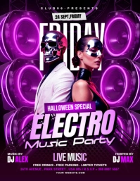 Purple Futuristic Electro Music Party Flyer Flyer (us Letter) template