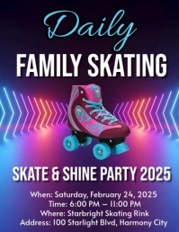 Purple Futuristic Family Skating Night Flyers, Skating Day Poster, Skating Event, Skating Flyers, Sk Folheto (US Letter) template