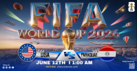 Purple Futuristic FIFA World Cup 2026 Match Announcement Facebook Shared Image Isithombe Esabiwe ku-Facebook template