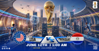 Purple Futuristic FIFA World Cup Match Facebook Shared Image Isithombe Esabiwe ku-Facebook template