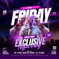 Purple Futuristic Friday Ladies Night Party Video Ads Flyer Instagram Post template