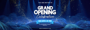 Purple Grand Opening Celebration Twitter Banner Template
