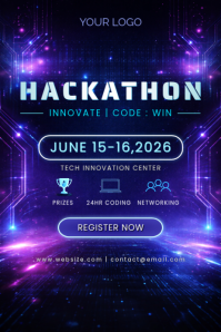 Purple Hackathon Event Flyers Template | PosterMyWall