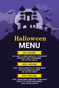 Purple Futuristic Halloween Menu Flyer Pinterest Graphic template