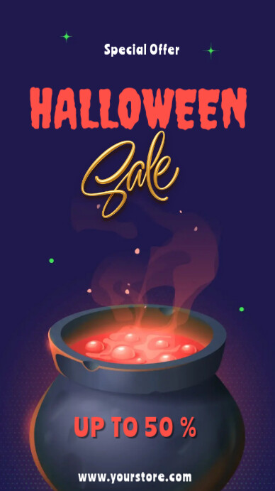 Purple Futuristic Halloween Sale Instagram Story template