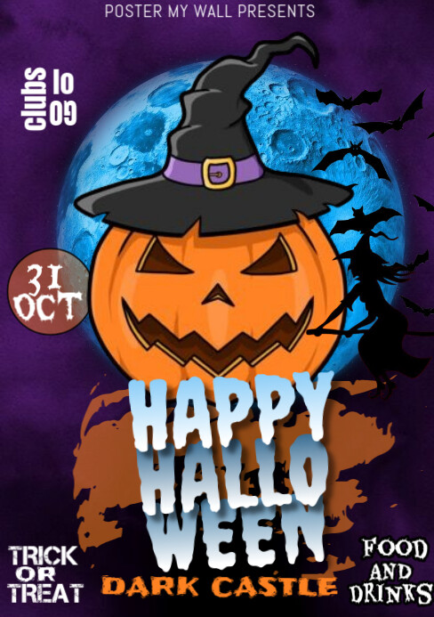 Purple Futuristic Happy Halloween Template A5