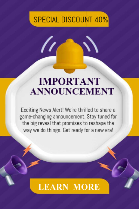 Purple Futuristic Important Announcement Poster Template | PosterMyWall