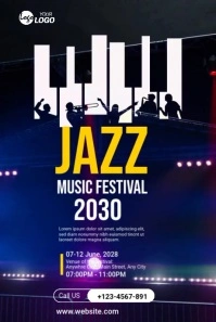 Purple Futuristic Jazz Festival Pinterest Graphic Pinterest-grafik template