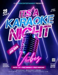 Purple Futuristic Karaoke Night Party Video Ads  Flyer (us Letter) template