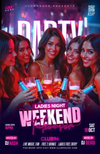 Purple Futuristic Ladies Night Party Flyer Tabloid template