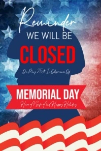 Purple Futuristic Memorial Day Closed Sign Pinterest Graphic Template Pinterest Graphic