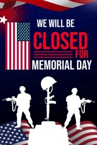 Purple Futuristic Memorial Day Closed Sign Pinterest Graphic template