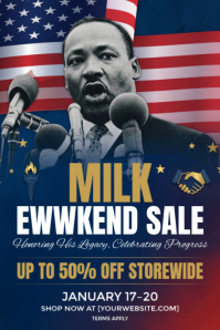 Purple Futuristic Mlk Weekend Sale Flyer, Poster template