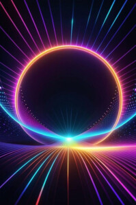 Purple Futuristic Neon Light Tunnel Burst Poster template
