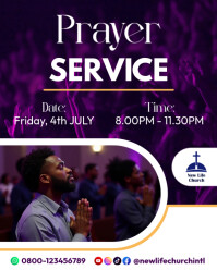 Пурпурный Prayer Service Instagram Portrait Template