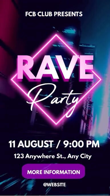 Plantilla de Purple Futuristic Rave Party Instagram Reel | PosterMyWall