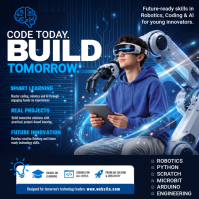Purple Robotics and Coding Education Wpis na Instagrama Template