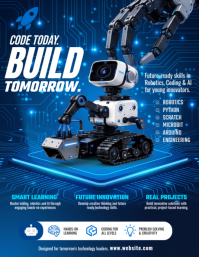 Purple Robotics and Coding Education Ulotka Template