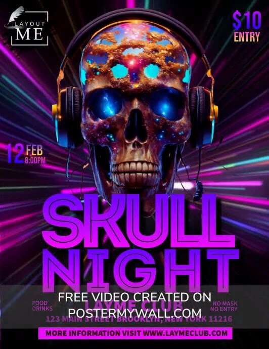 Purple Futuristic Skull Flyer (us Letter) template