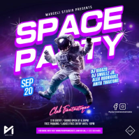 Purple Futuristic Space Party Night Club Event Video Flyer Carré (1:1) template