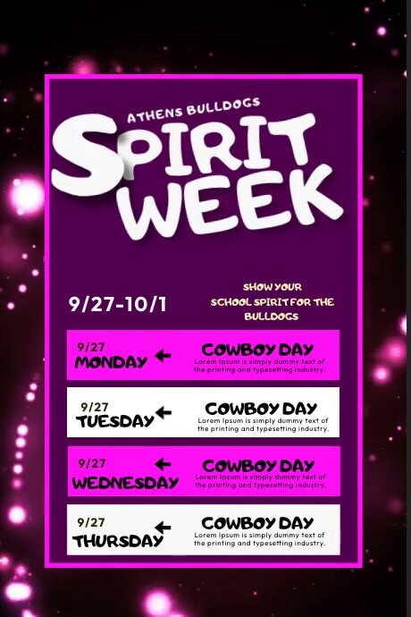 Fun Week Poster Gradient Modello Purple Futuristic Spirit Week Video Poster | PosterMyWall