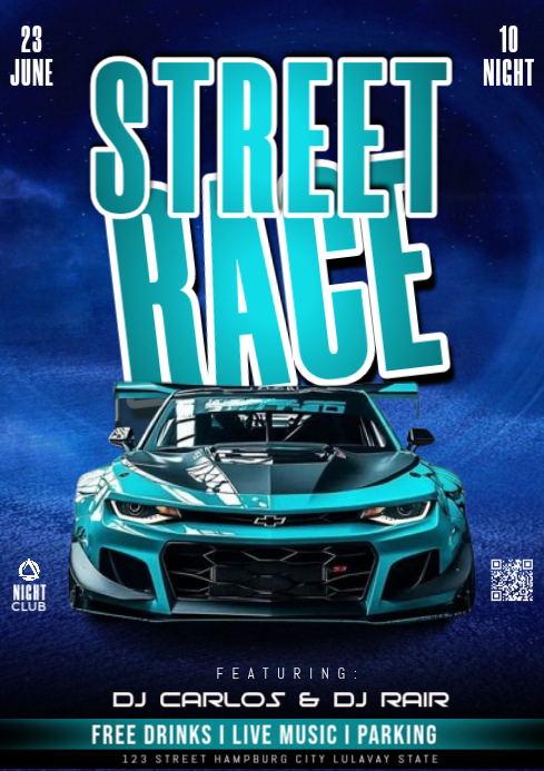 Purple Street Racing Event A4 Template | PosterMyWall