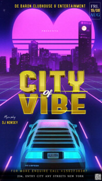 Purple Futuristic The Image Is A Retro-futuristic, "synthwave" Style Flyer For A Club Event Called " Instagram Story template
