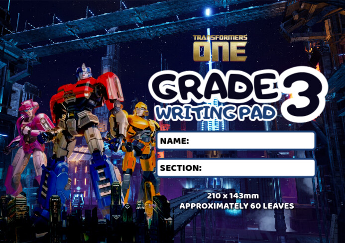 Plantilla de Purple Futuristic Transformers One Theme Writing Pad A4 ...