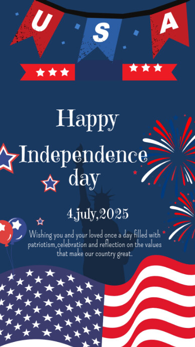 Purple Futuristic Usa Independence Day  Instagram Story template