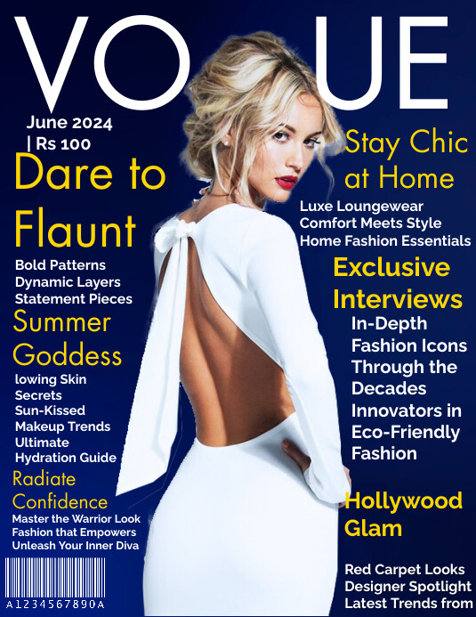 Purple Futuristic Vogue Magazine Flyer Flyer template