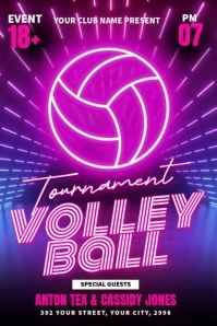 Purple Futuristic Volleyball Tournament  Poster template