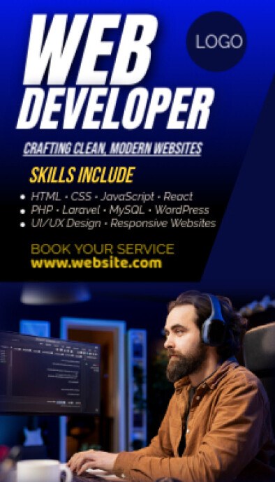Purple Futuristic Web Developer Services  Business Card นามบัตร template