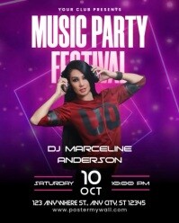 Purple Futuristik Music Party Festival Instagram Portrait template