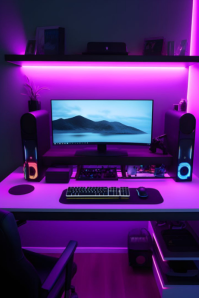 Purple Gaming Setup Poster Template
