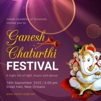 Purple Ganesh Chaturthi Invitation Instagram Квадрат (1 : 1) template
