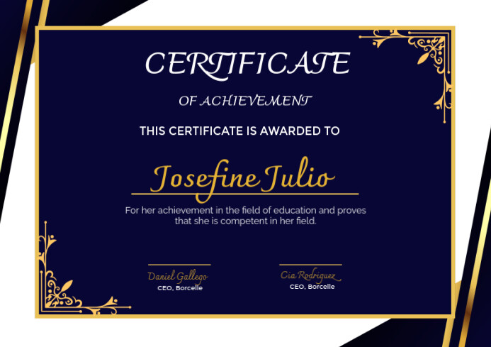 Purple Geometric Certificate Of Achievement A4 Template | PosterMyWall