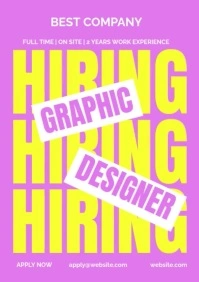 Purple Geometric Hiring Poster Graphic Designer A3 template