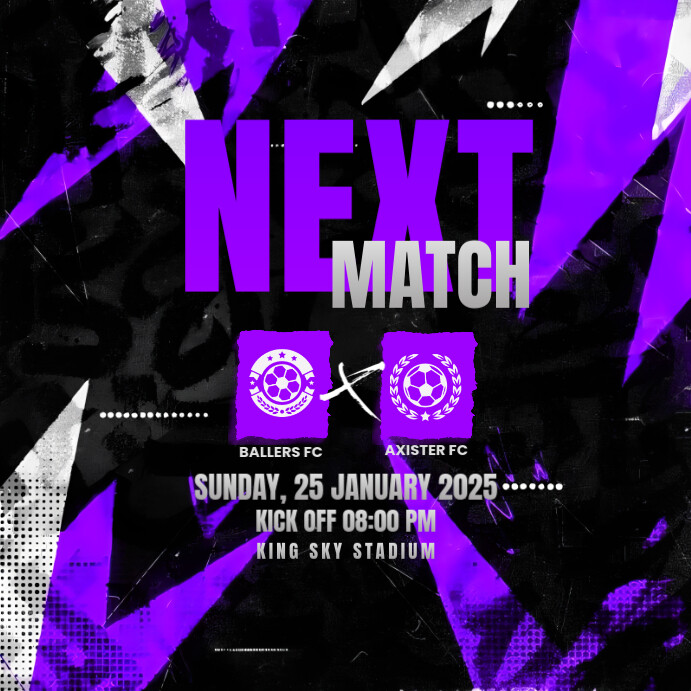 Copy of Purple Geometric Soccer Next Match Instagram Post | PosterMyWall