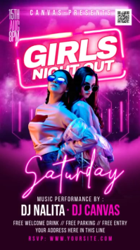 Purple Girls Night Out Instagram Story Video template