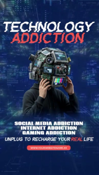 Purple Glitch Technology Addiction & Social Media Detox Video Digitale Vertoning (9:16) template