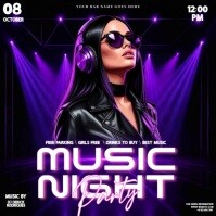 Purple glitter club party event ad design template Kwadrat (1:1)