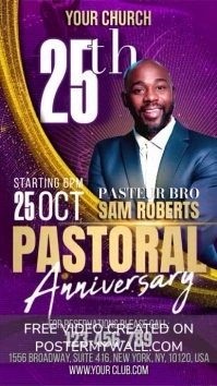 Purple Gold Pastor Anniversary Digital Displa template