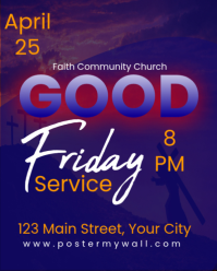 Purple Good Friday Service Instagram Portrait template