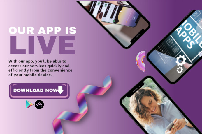 Purple Gradient App Advertisement Poster Template | PosterMyWall