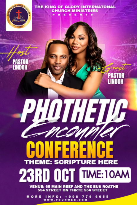 Purple Gradient Christian Prophetic Conference Poster Template ...