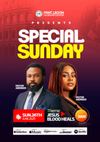 Lilla Special Sunday Service A4 Template