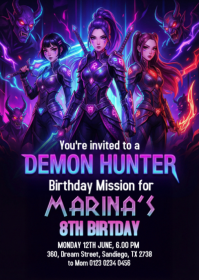 Purple Gradient Demon Hunters Theme, A6 template