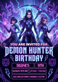 Purple Gradient Demon Hunters Theme,  A6 template