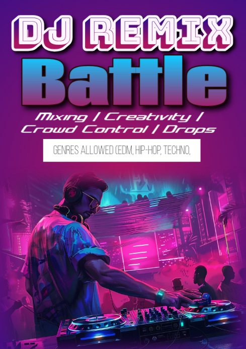 Purple Gradient Dj Remix Battle A3 Template | PosterMyWall